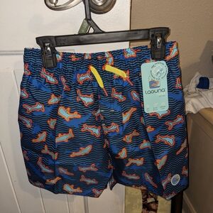 Laguna Kids' Navy Shark Print Swim Trunks